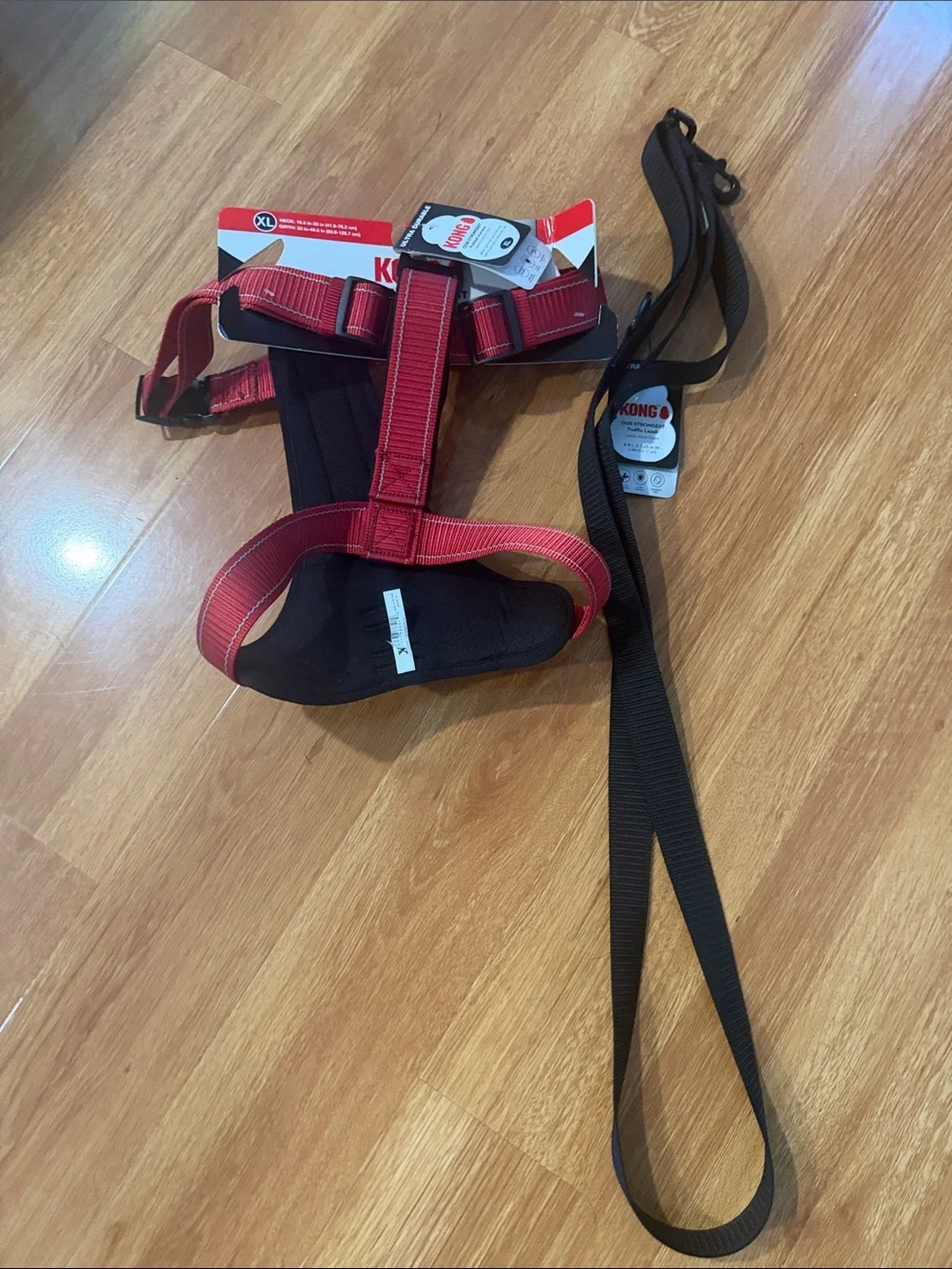 Kong Red Harness with Black Leash XL padded dog safety comfort